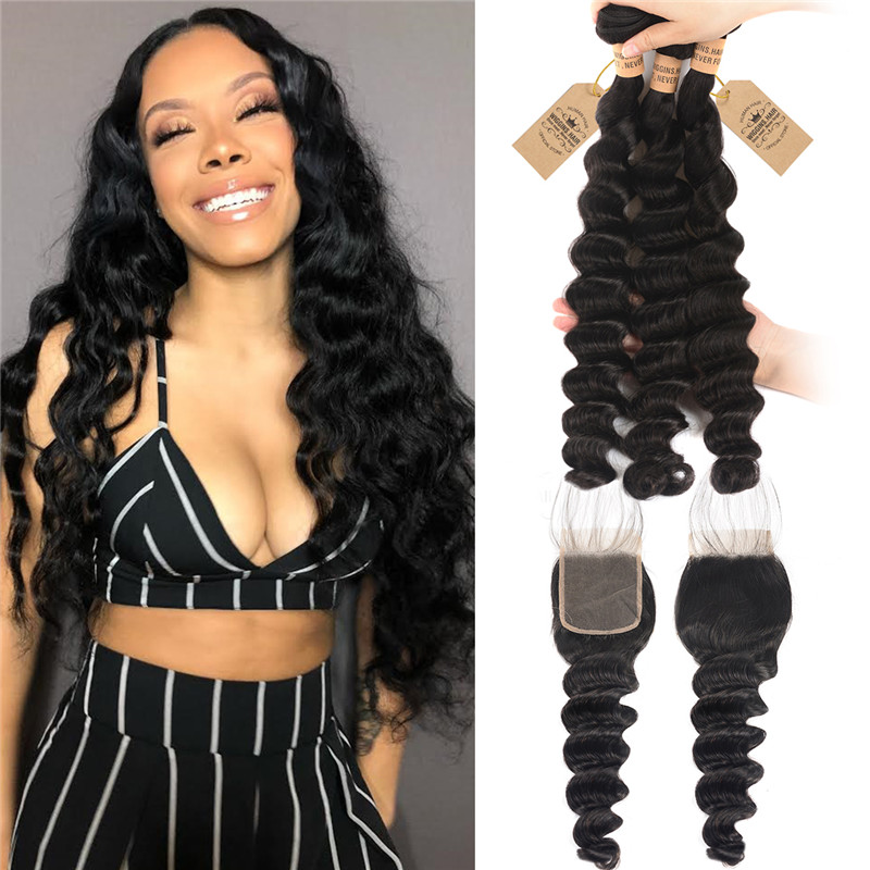 Loose Deep 3 Bundles With Lace Closure