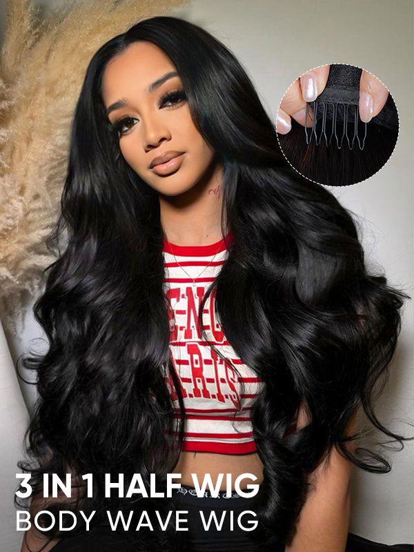 3 in 1 half wig