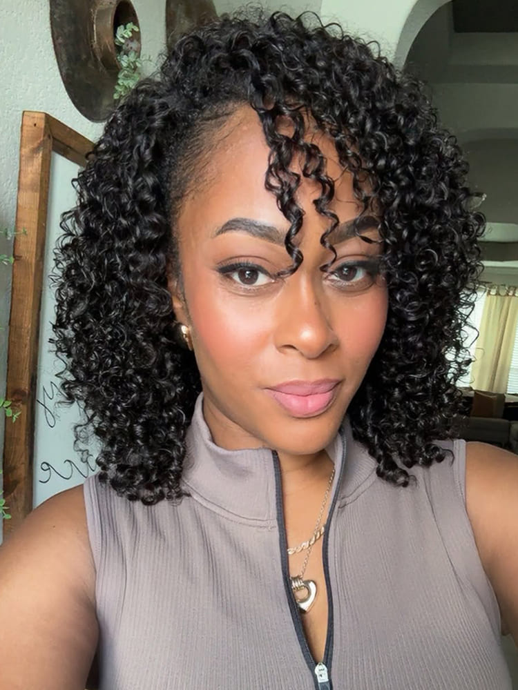 Burmese Curly Glueless Half Wig 