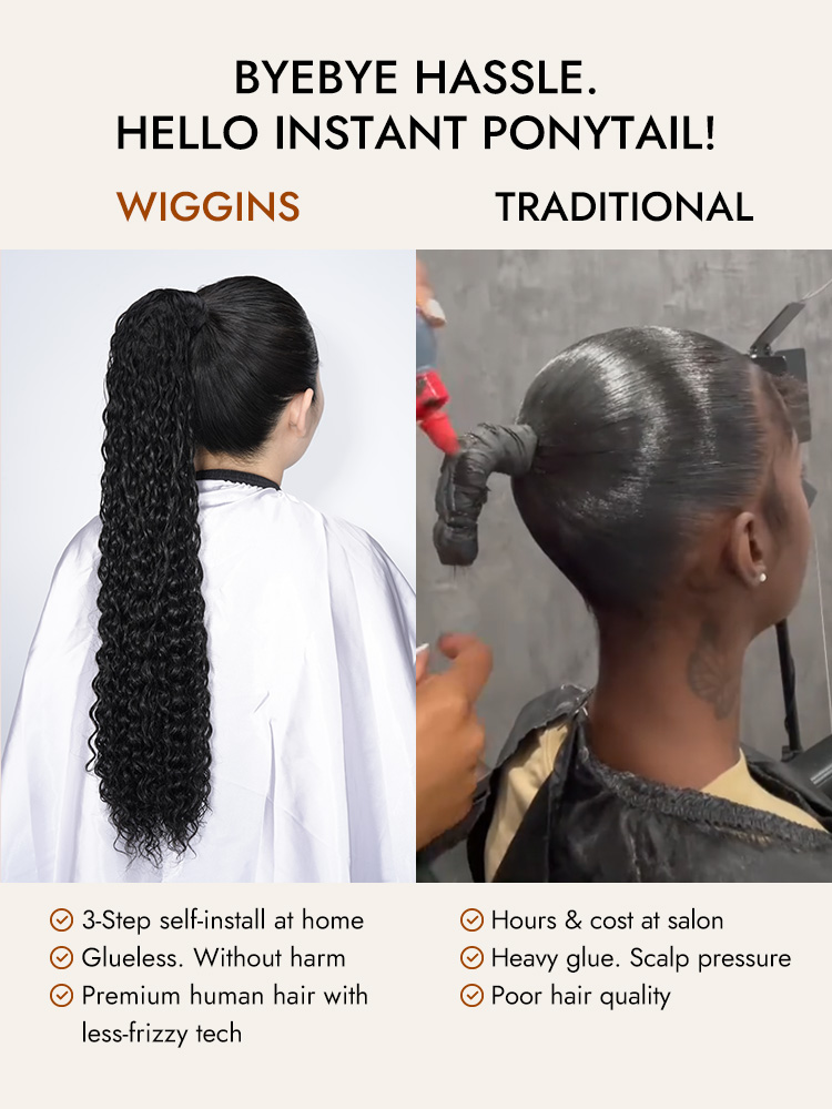 Curly Human Hair Ponytail Extension