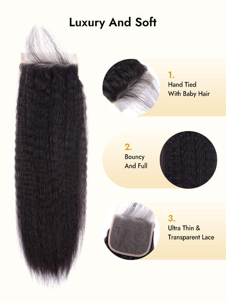 Kinky Straight 4x4 Lace Closure Human Hair