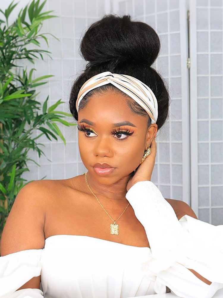Kinky Straight Human Hair Headband Wigs 