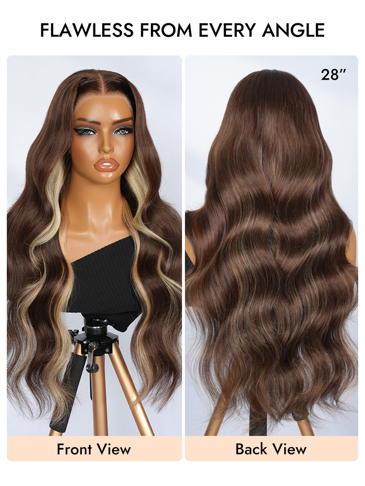 Brown With Highlight Blonde Long Hair