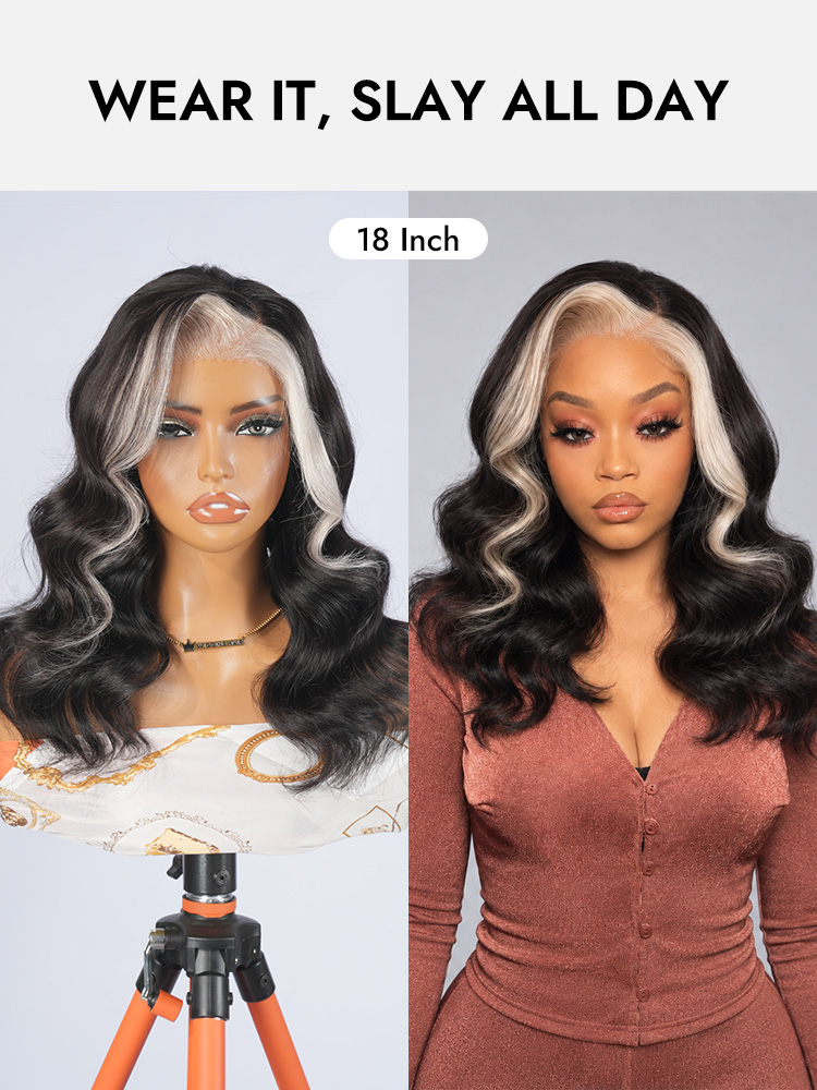Skunk Stripe Hair 5x5 Glueless Wig