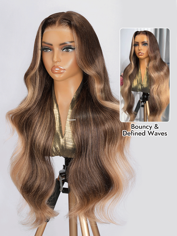 Blonde Highlgiht Natural Wavy Lace Wig