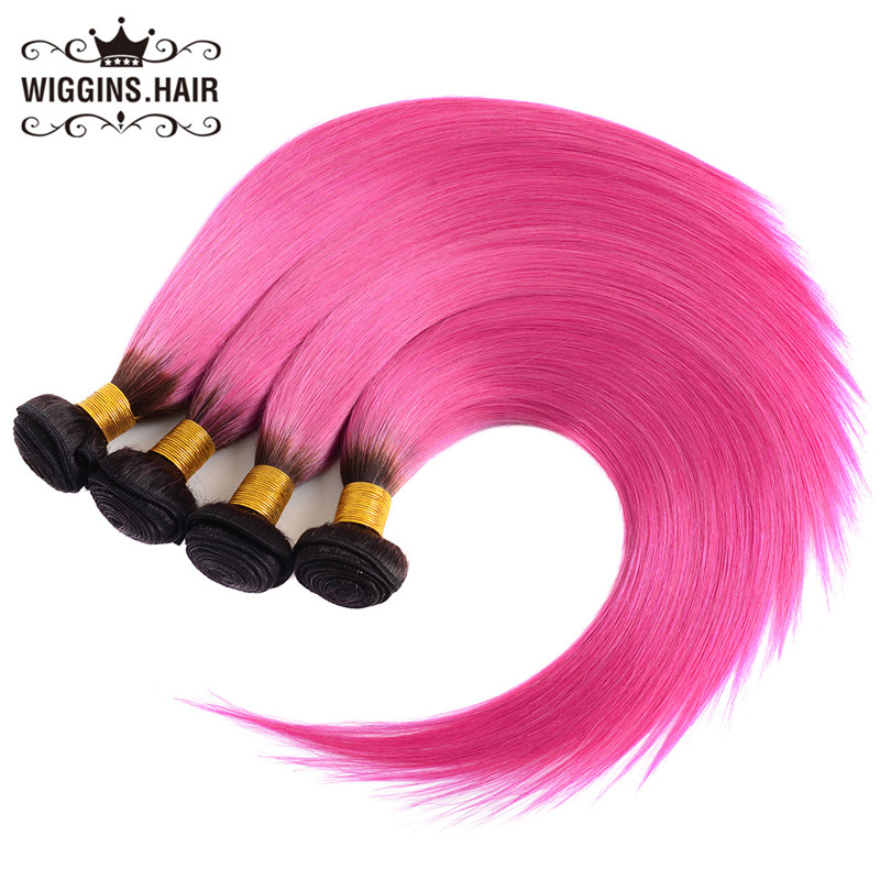 Brazilian Straight Hair 1B/Pink 4pcs