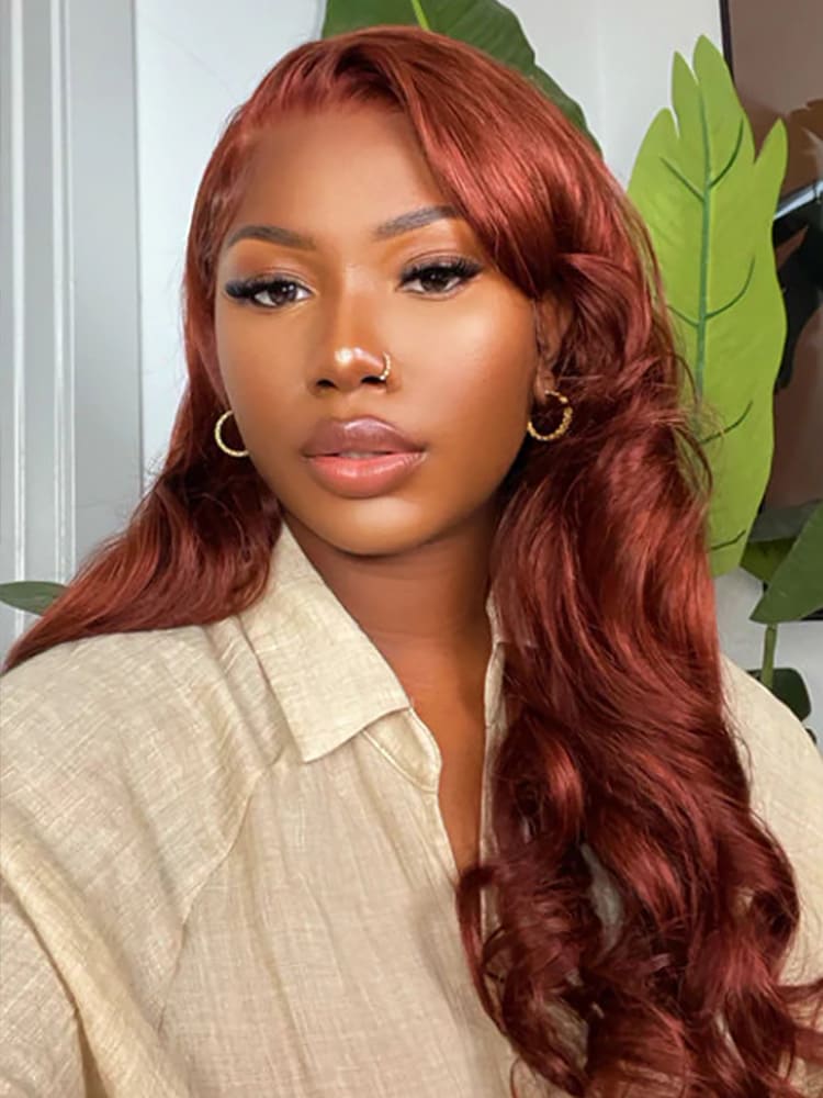 maple red stylish wig