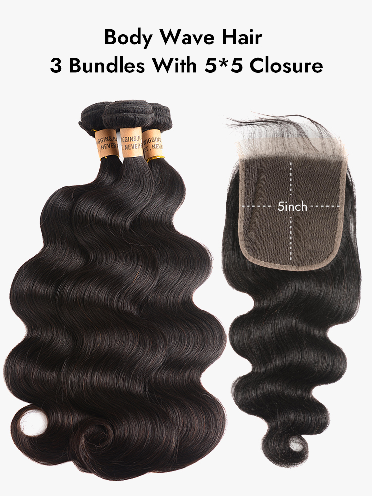 body wave bundles with 5x5 closure