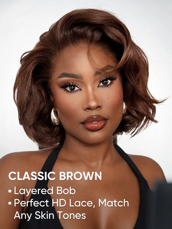 dark brown straight bob