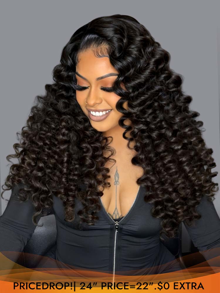  Bouncy Boba Wand Curls With Voluminous Density Pre-Plucked Pre Cut 7x5 13x4 Ready To Go Lace Wigs