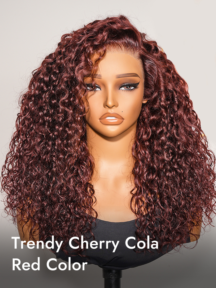 cherry cola red water wave wigs