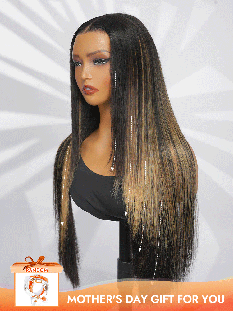  Highlight Straight Layer Cut 6x8 Lace Closure Ready To Go Glueless Wigs