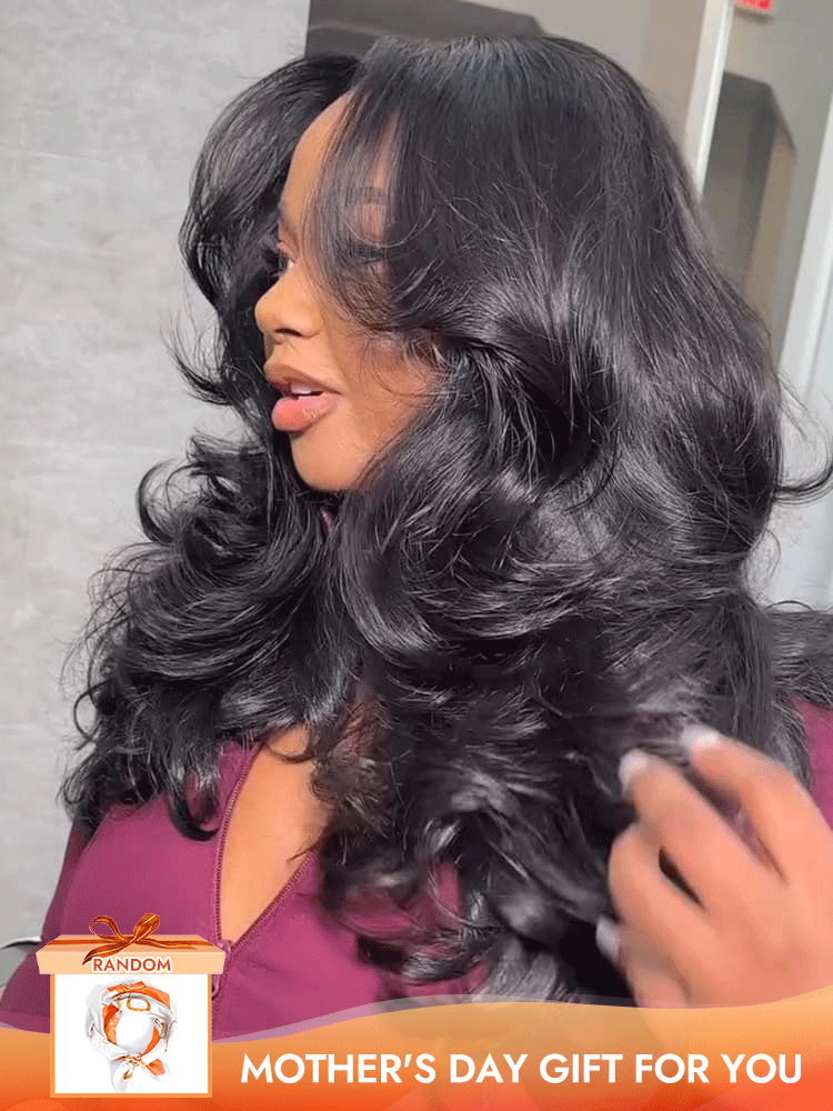  Face Framing Layered Cut Body Wave 6x8 Lace Closure Ready To Go Glueless Wigs