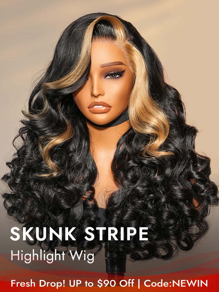 Skunk Stripe 5x7 Glueless Lace Wigs