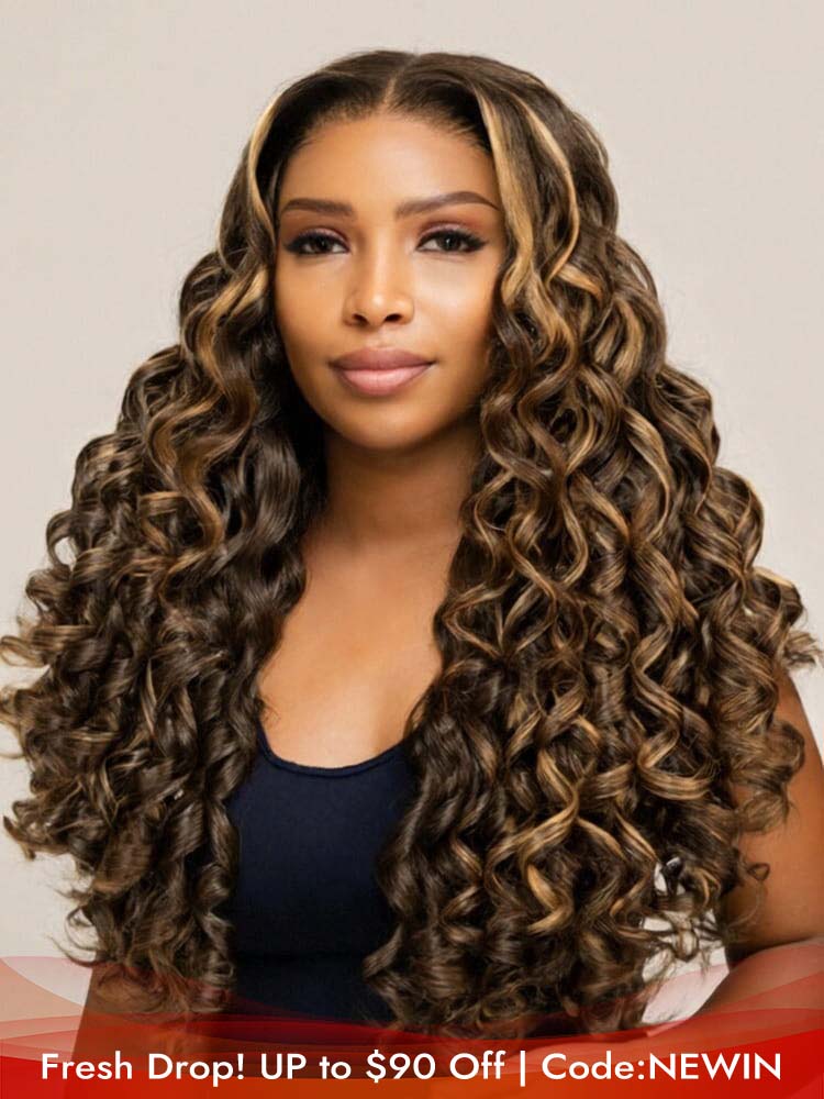 Blonde Highlights Loose Body Hair Wig