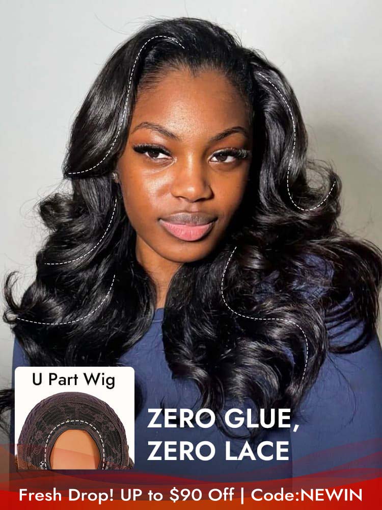 Body Wave U Part Human Hair Wig