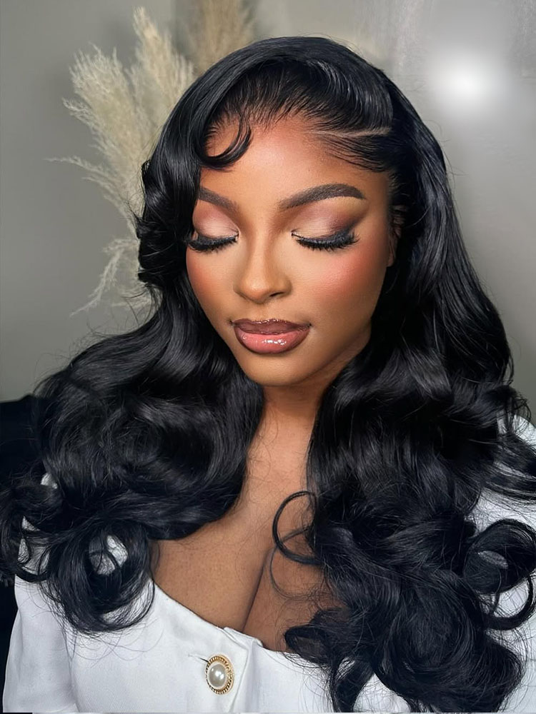 13x4 Lace Frontal Loose Body Glueless Wig With Bangs