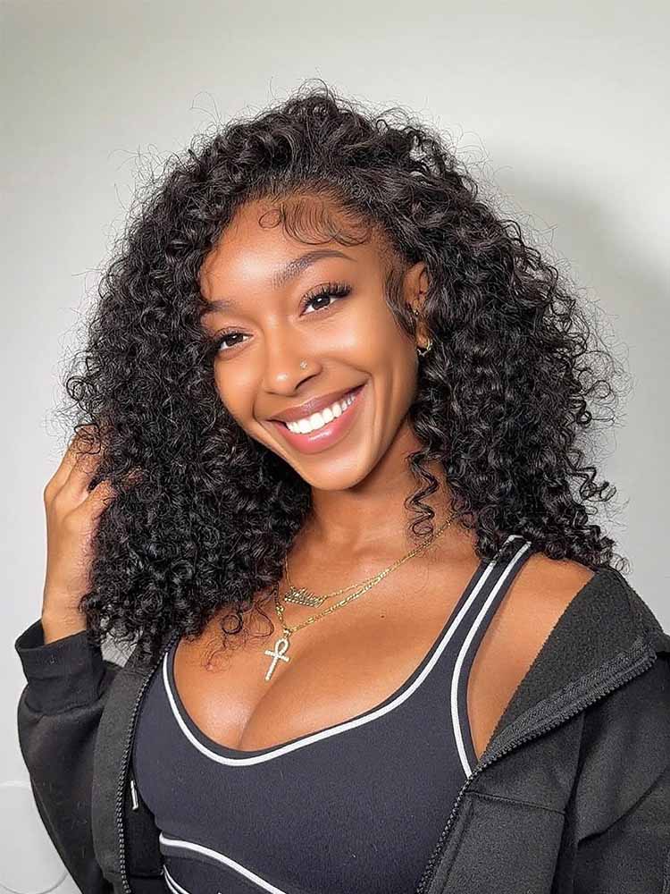  Burmese Curly Half Human Hair Wig