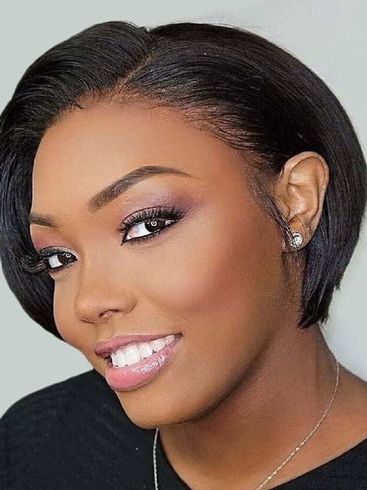 short pixie cut straight wig 100% human hair 