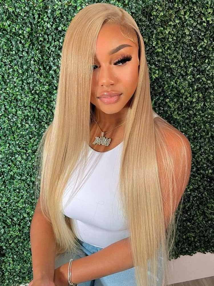 #27 blonde Straight 13x4 lace frontal wigs 