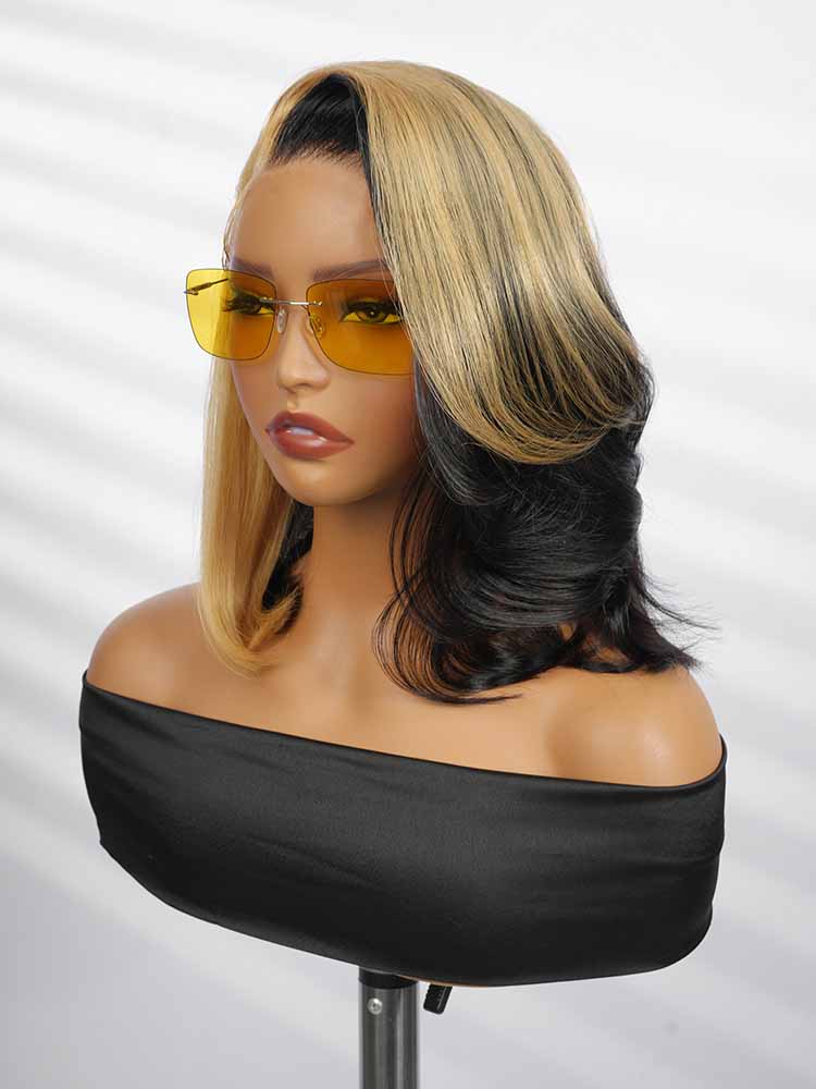 Straight 13x4 Lace Frontal Highlight Skunk Stripe Wigs