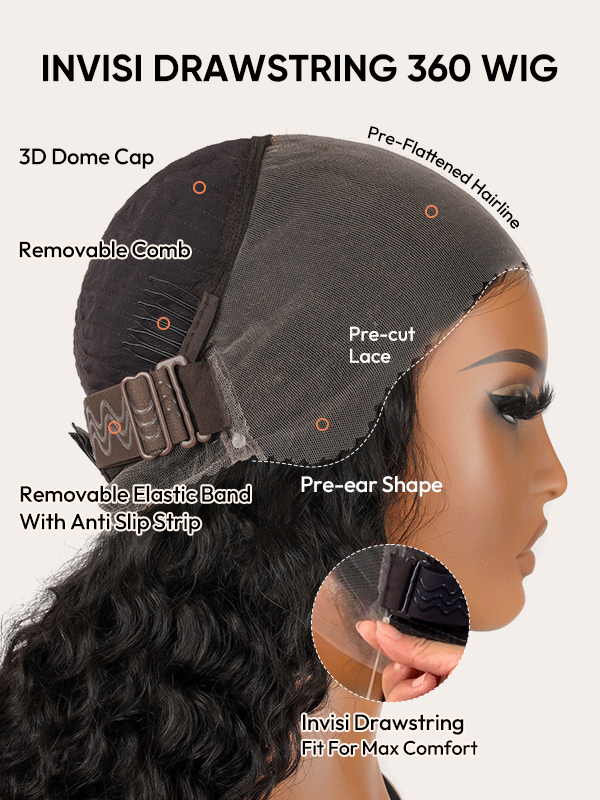 invisiable drawstring 360 wig