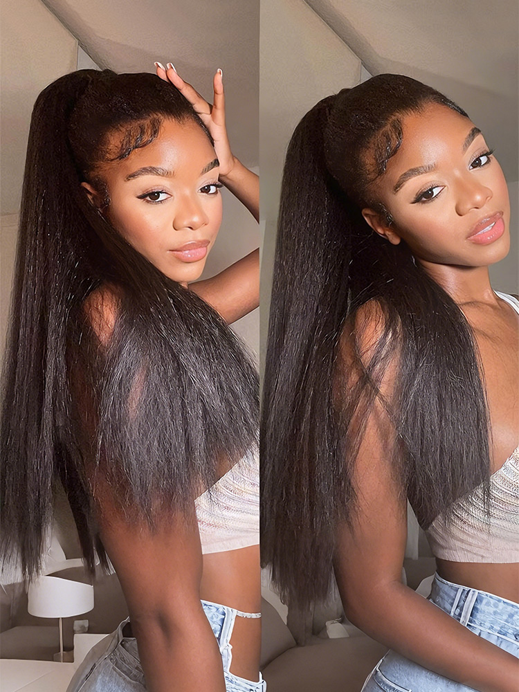 Kinky Straight Human Hair Ponytail Extensions