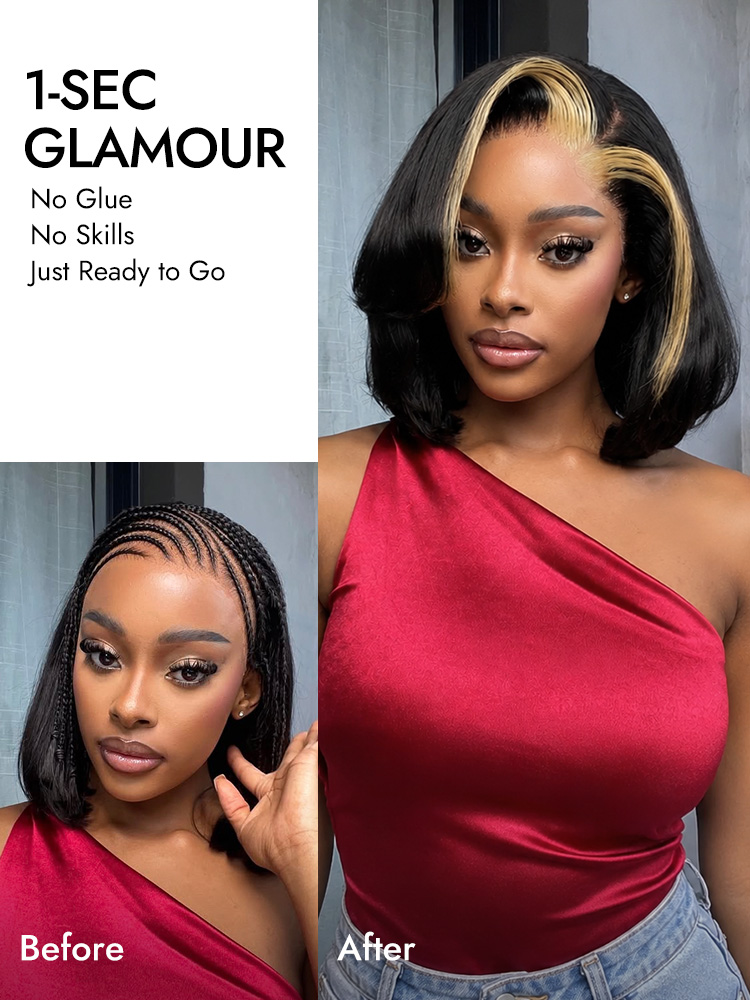 Skunk Stripe Short Wig Human Hair