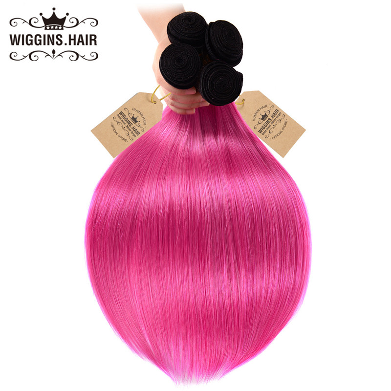 Brazilian Straight Hair 1B/Pink 4pcs