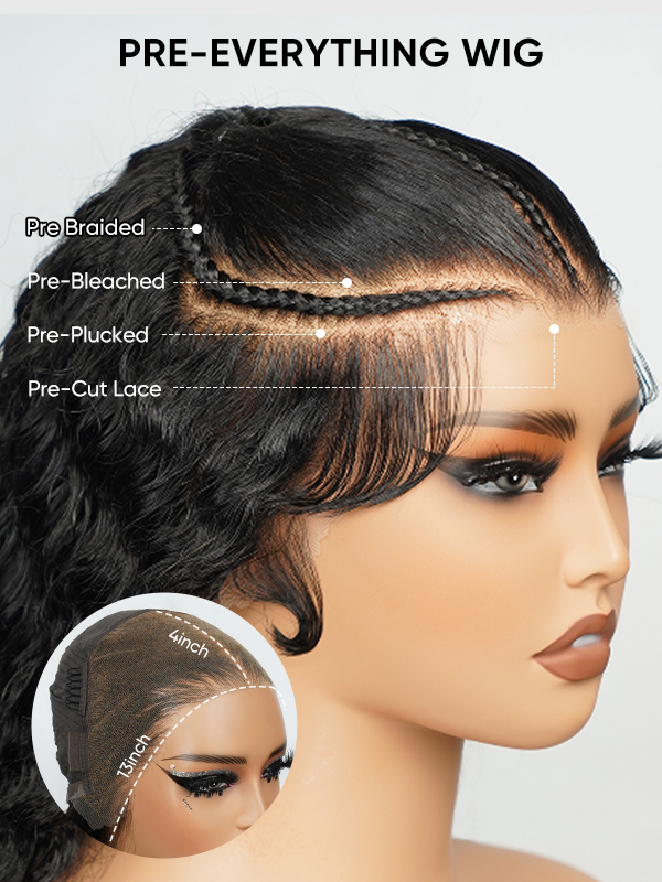 three braids human hair wig