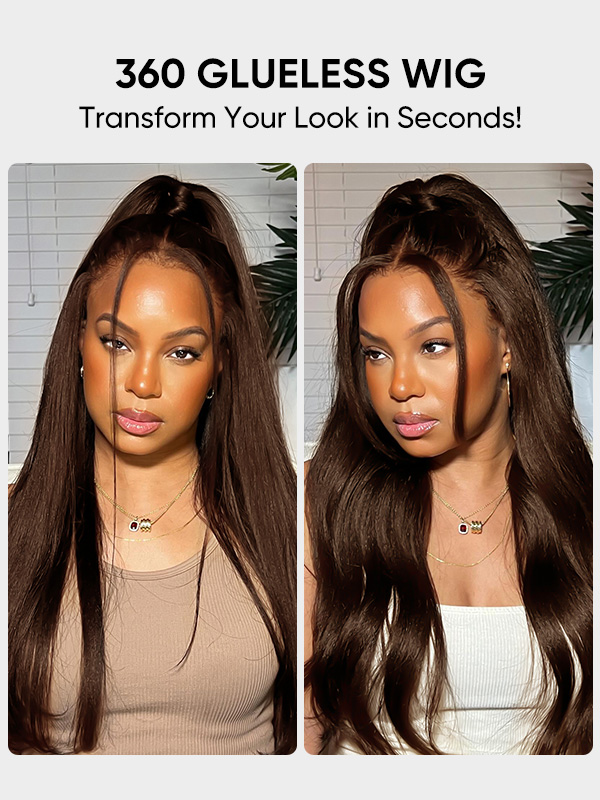 chocolate brown straight wig 