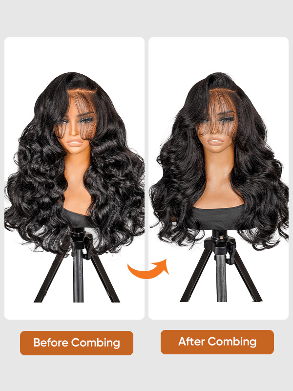bouncy curls wig with c part