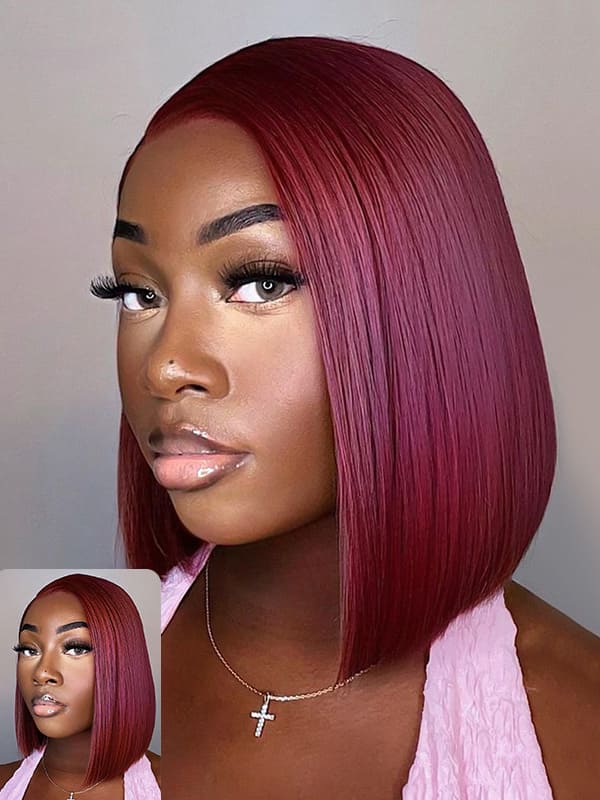 Burgundy Bob Pre Cut Lace Wig