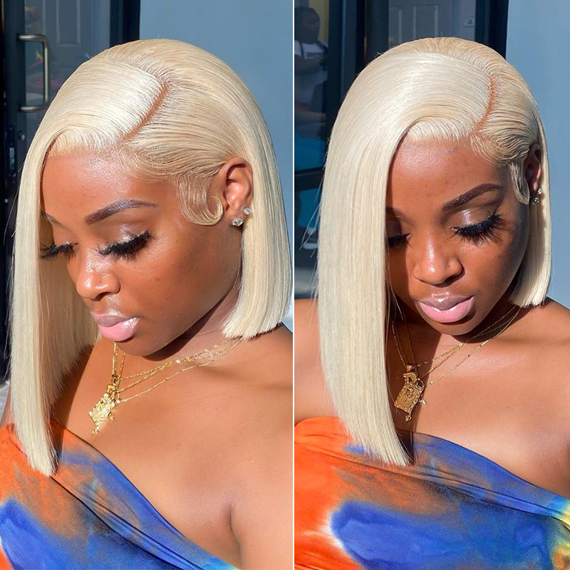 613 Straight Blonde Bob Wigs
