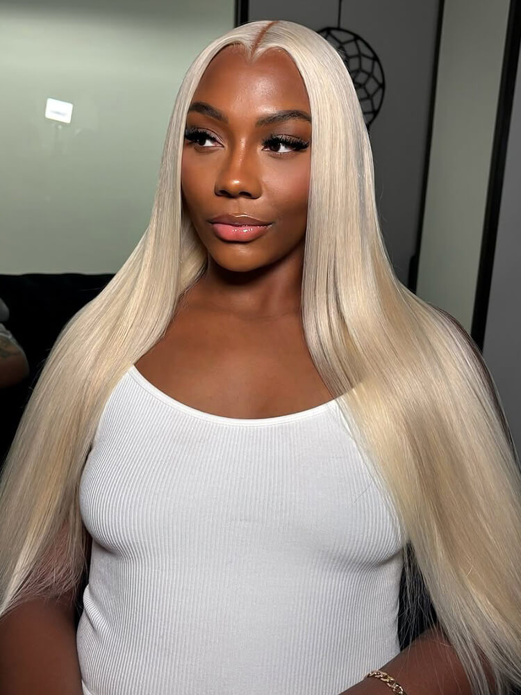 Silky Long Straight Blonde Lace Wig