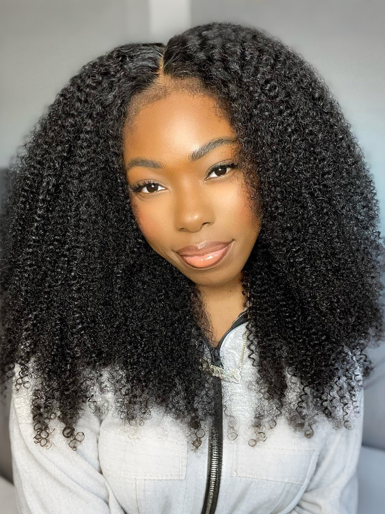 Kinky Curly 4C Edge Hairline Wigs