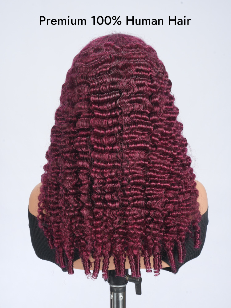 Burgundy Burmese Curls Human Hair Wig