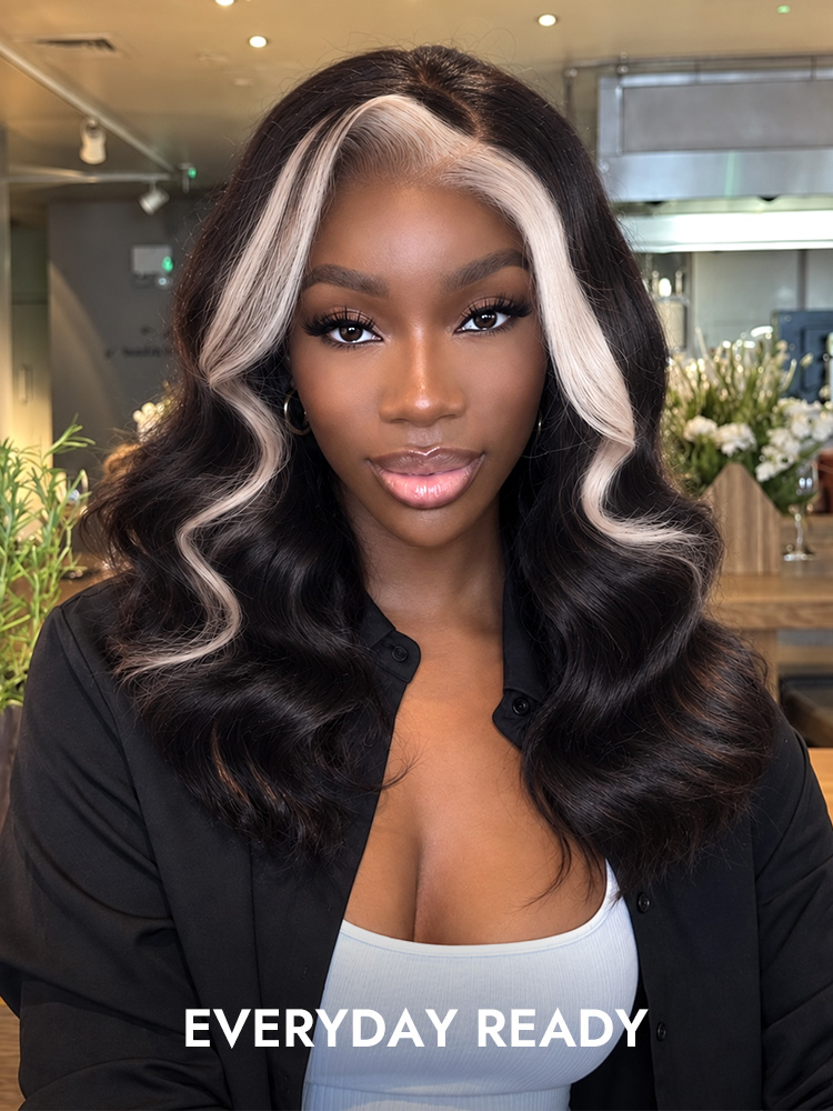 Gray Skunk Stripe Highlight Wig