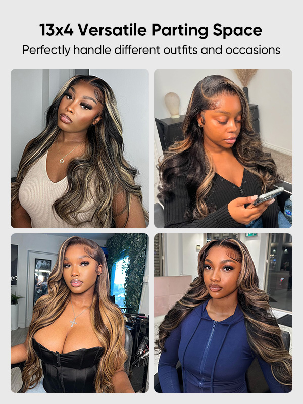 Black Hair With Honey Highlights