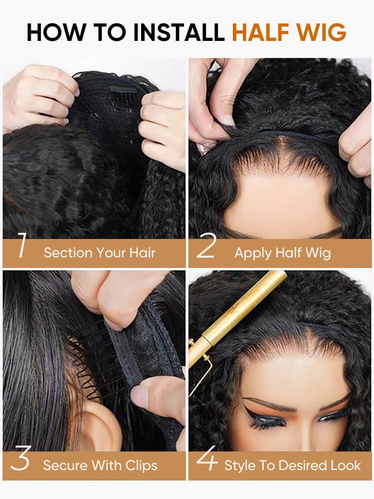 Wand Curls Half Wig Install