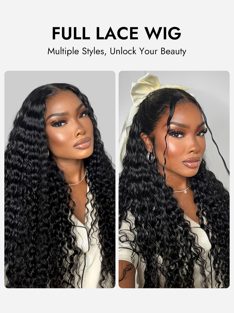 Deep Wave Human Hair Full Lace Wigs
