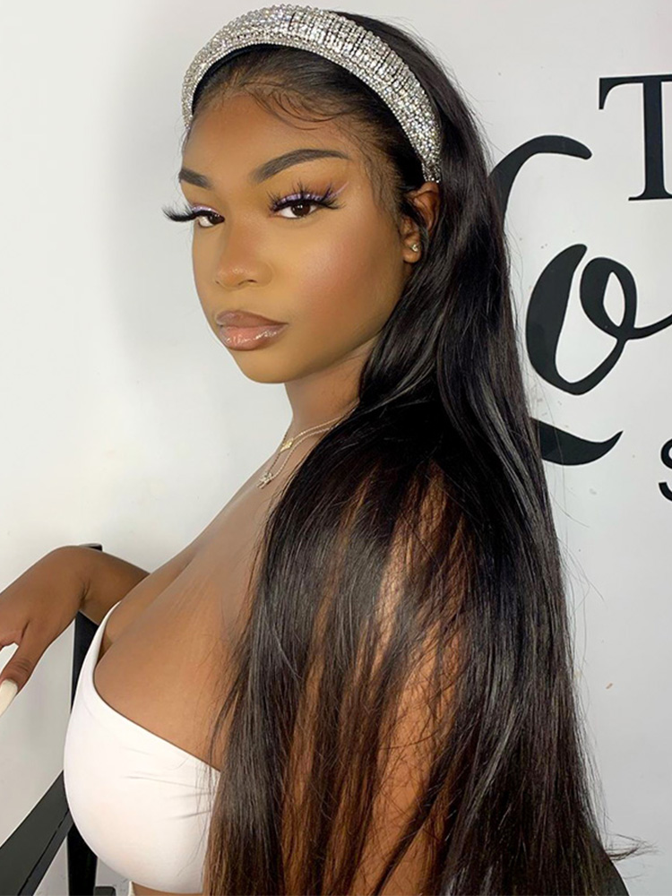 Straight Human Hair Headband Wig