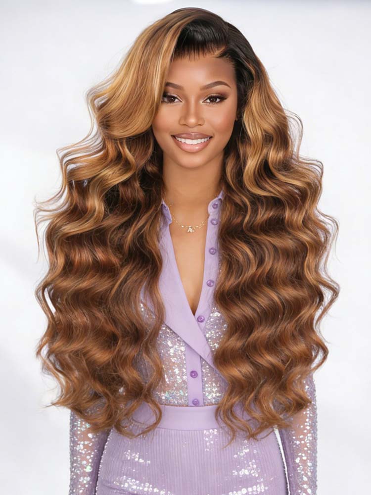 Ombre Brown Highlights 6x8 Lace Hair Wigs