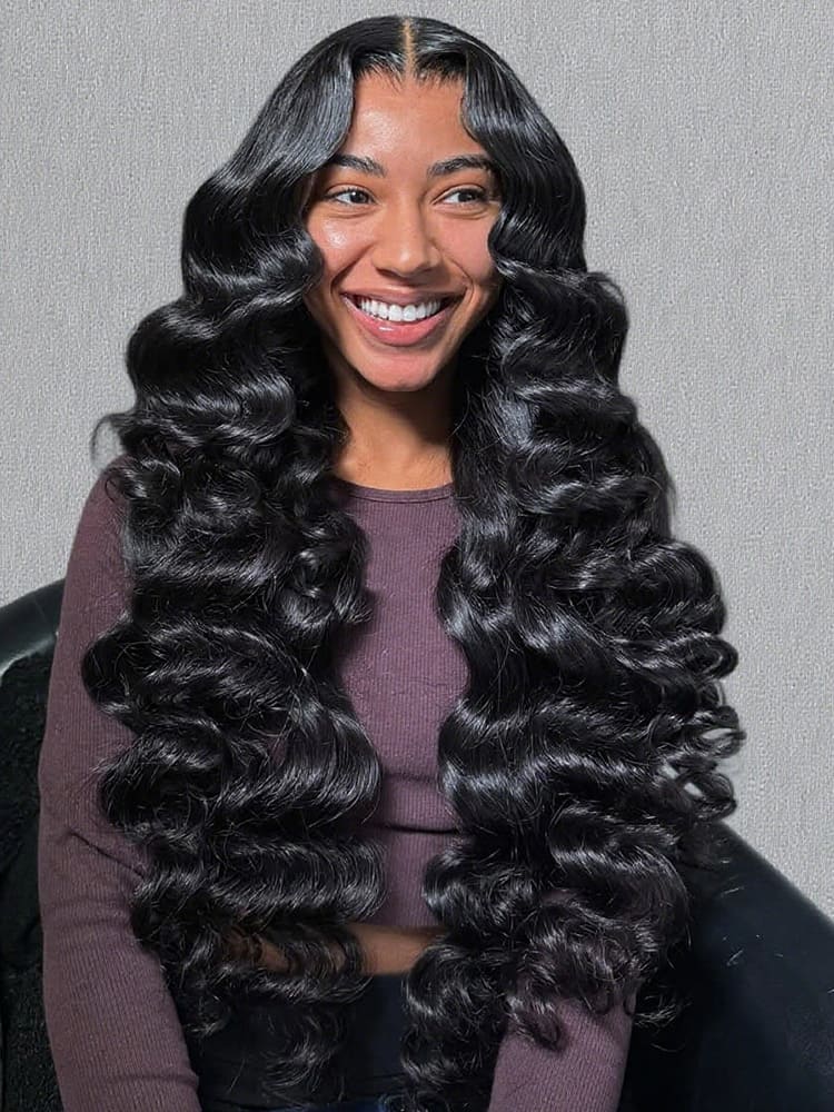 Bouncy Wavy Raw Human Hair Wig