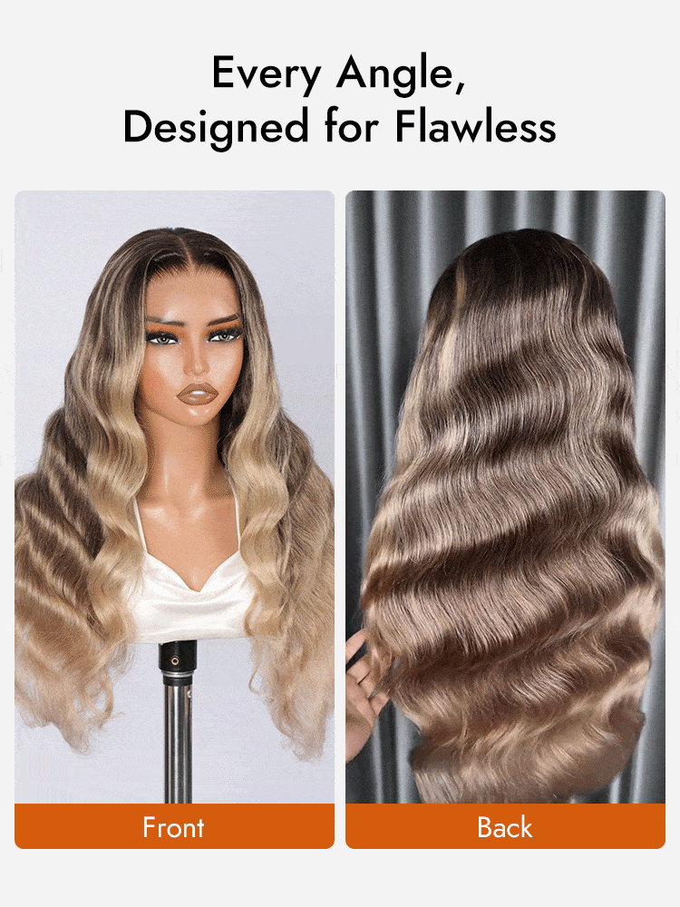 Face-Framing Money Piece Highlight Body Wave Hair