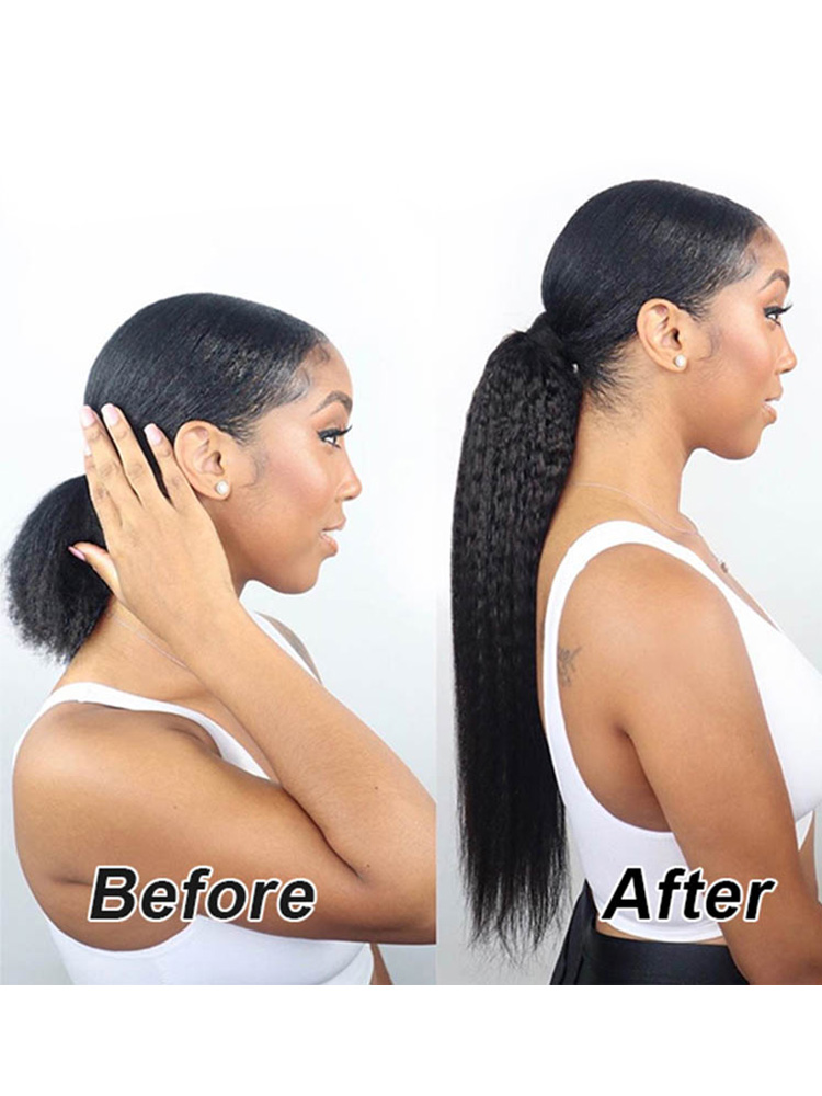 Wrapped Around Kinky Straight Hair Ponytail