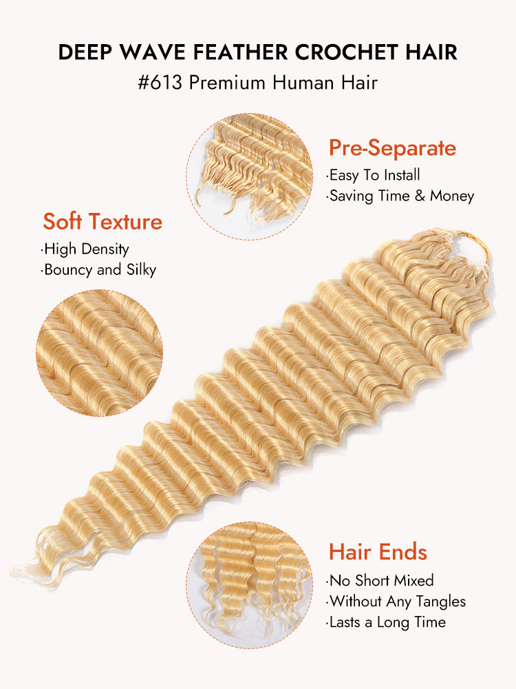 Feather Crochet Deep Wave Hair Extensions
