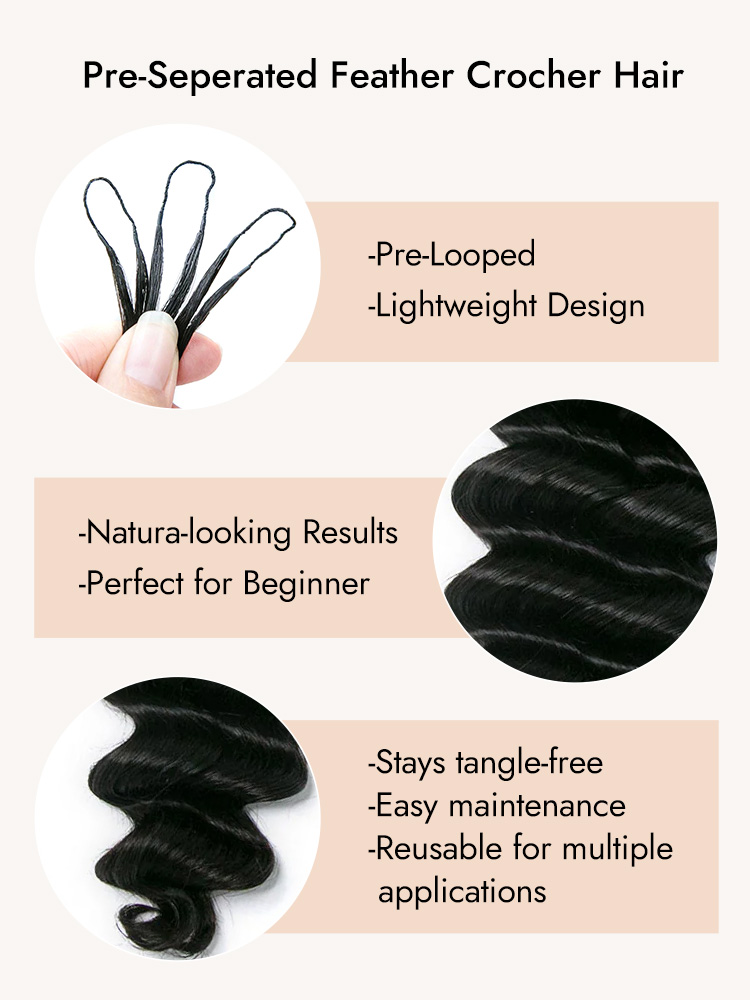 Loose Deep Feather Crochet Human Hair