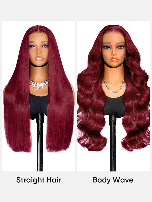 99J burgundy human hair wig