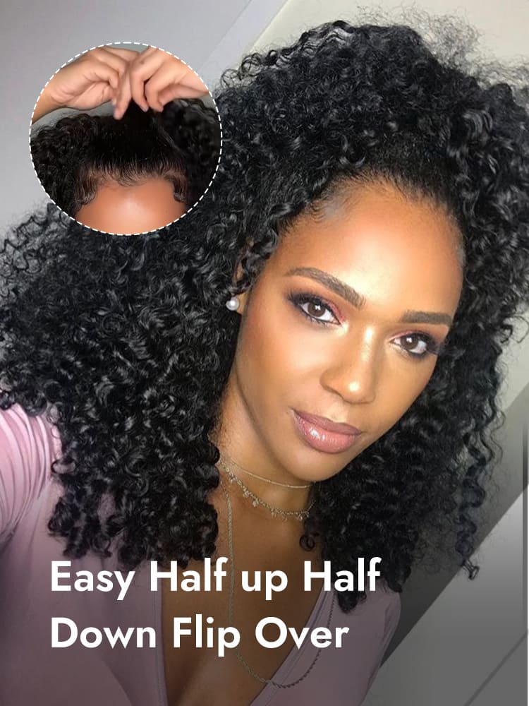 Drawstring Burmese Curly Half Wig